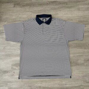 Footjoy FJ Prodry Lisle Mens Performance Golf Polo Shirt Blue Striped Size XL